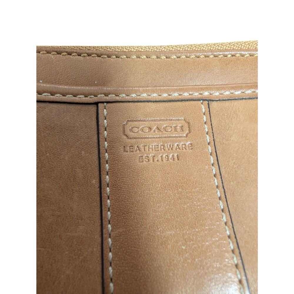 Coach Tan Leather Zip Card Case Wristlet Keyring - Picture 4 of 10